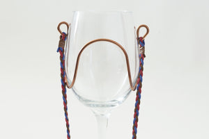 Red, Blue & Brown Braided Suede Wine Necklace - Corking Creations