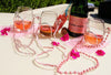 Braided Suede - Pink & White - Silver Holder | Wine Glass Necklace