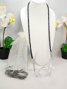 Crystal Bead - Black Onyx - Wine Necklace