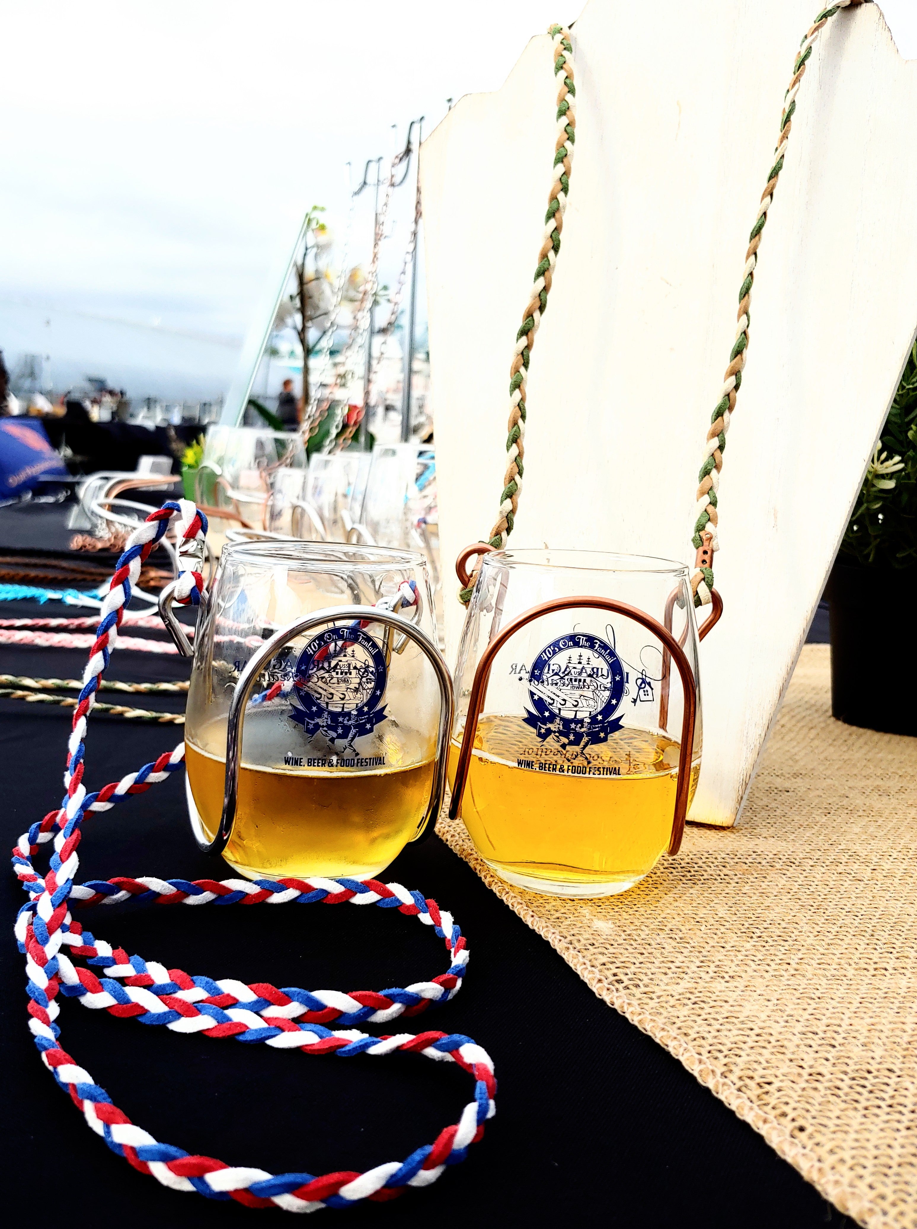 Braided Suede - Patriotic - Red White and Blue | Wine Glass Necklace