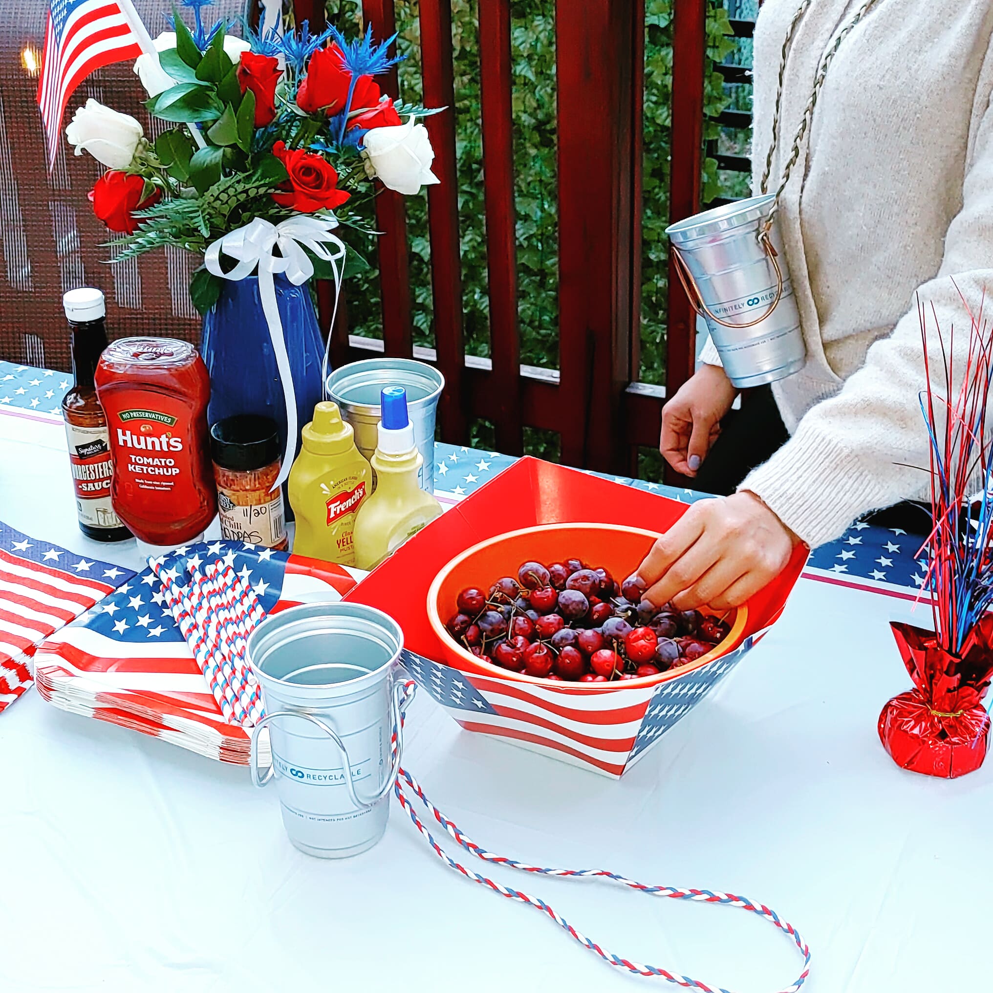 Braided Suede - Patriotic - Red White and Blue | Wine Glass Necklace