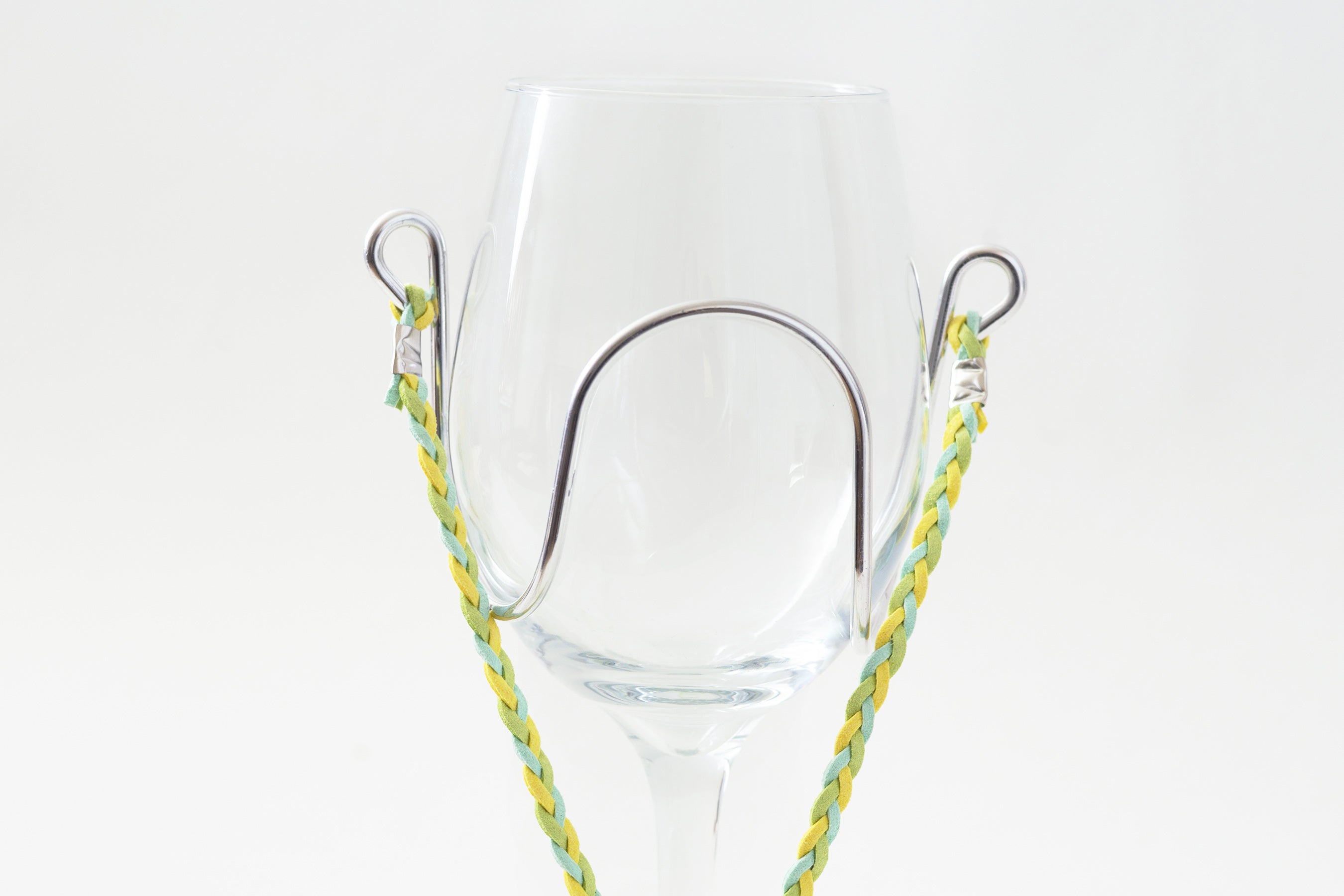 Braided Suede - Green, Blue and Yellow | Wine Glass Necklace