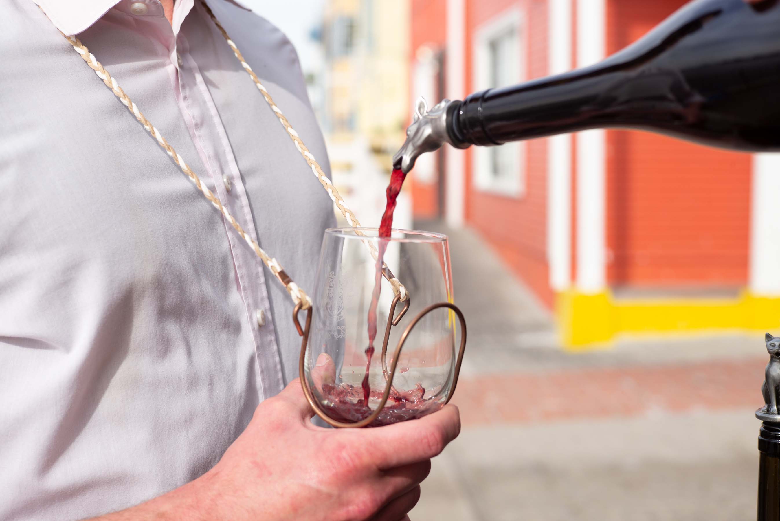 Braided Suede - Beige & White | Wine Glass Necklace 