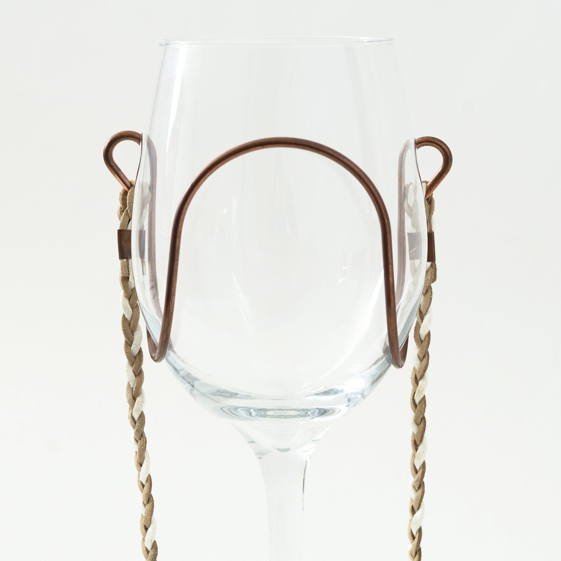 Braided Suede - Beige & White | Wine Glass Necklace 