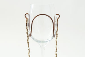Braided Suede - Beige & White | Wine Glass Necklace 